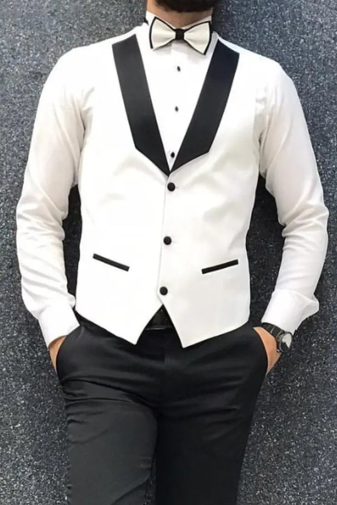 White tuxedo white waistcoat for men-front