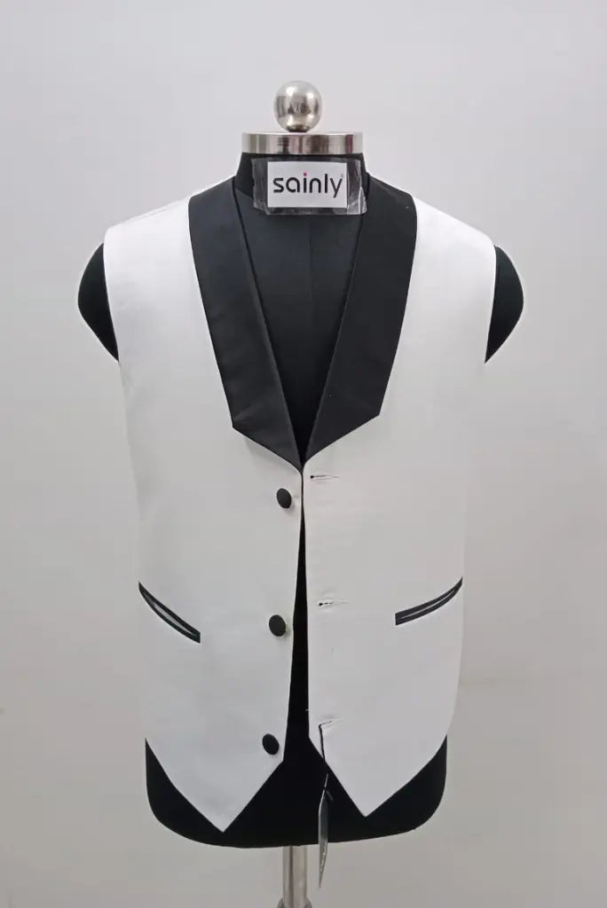 Men white waistcoat for wedding and events