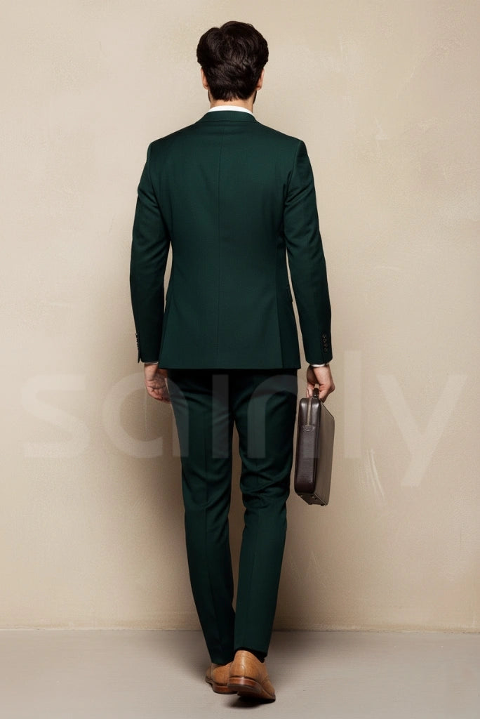 Elegant men emerald green suit set for wedding and party wear-back