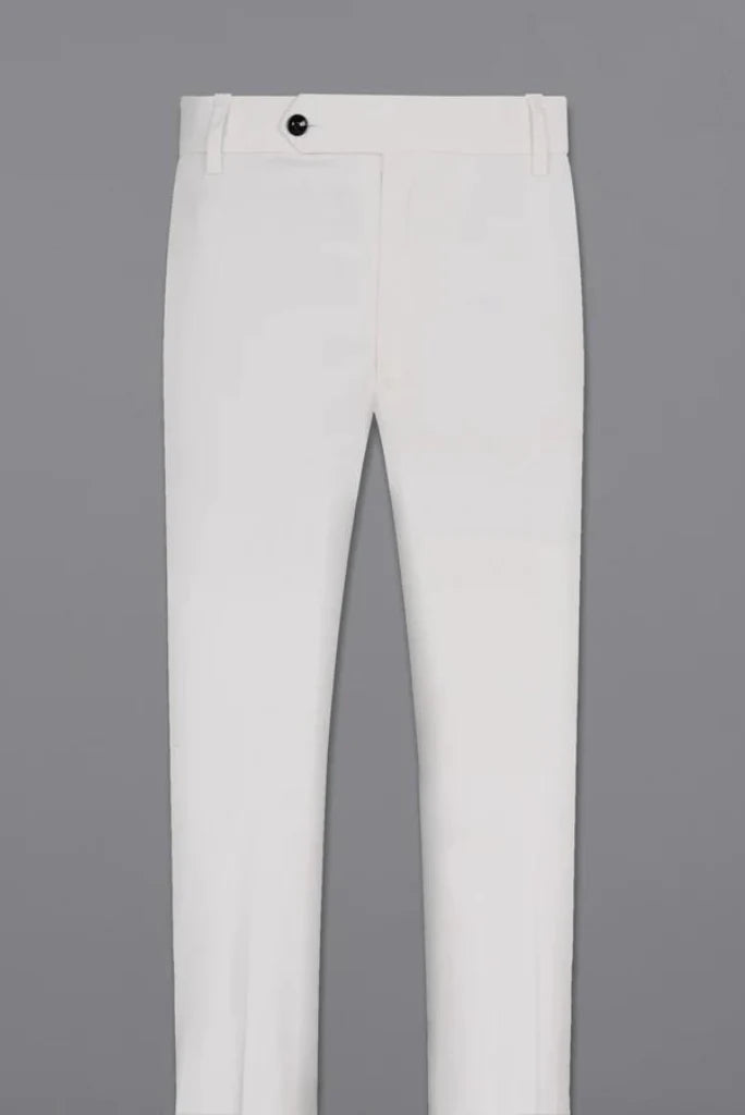 Men White Casual Pants -Front