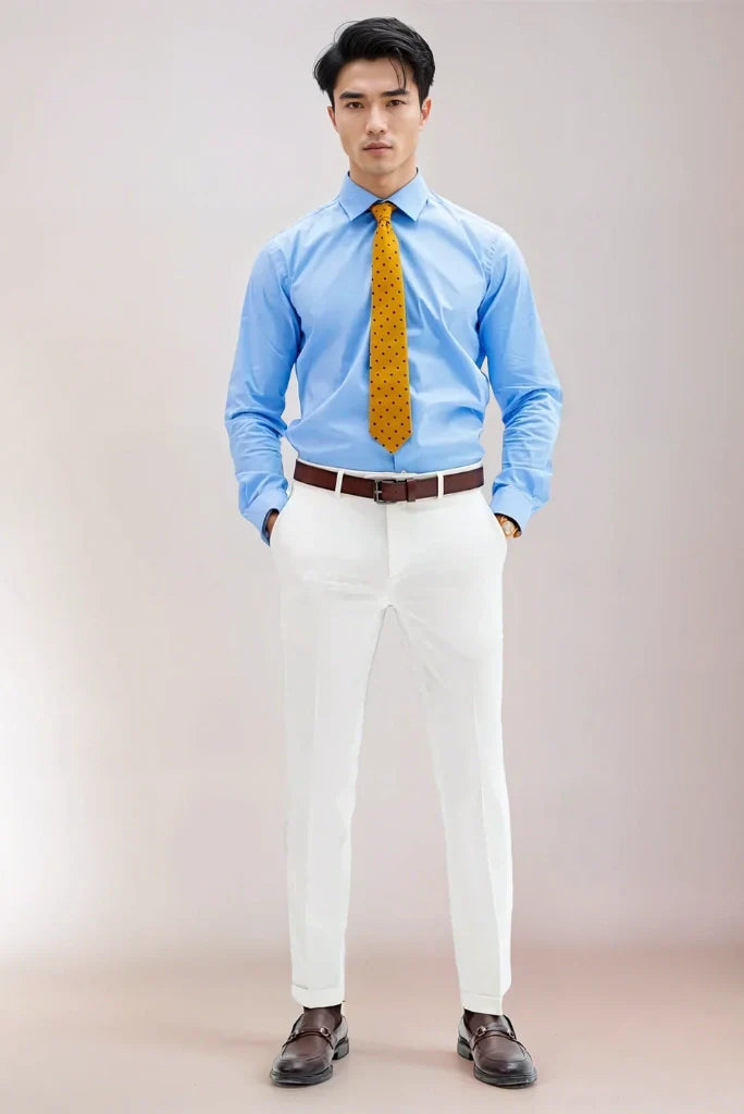Men white formal pant for events-front