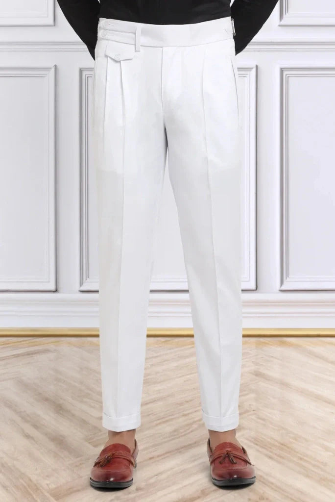 Men’s White Gurkha Trousers-Front