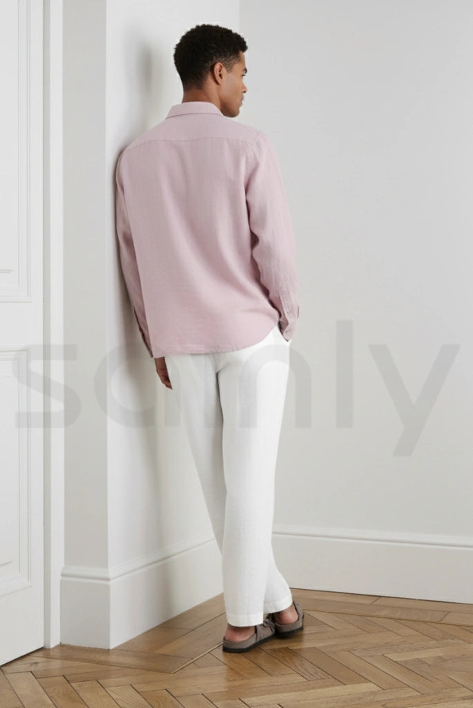 White linen pants for men – relaxed office wear-back