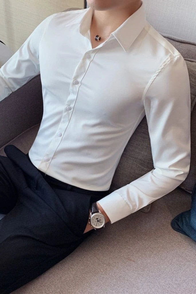 Men White Formal Shirt-Front