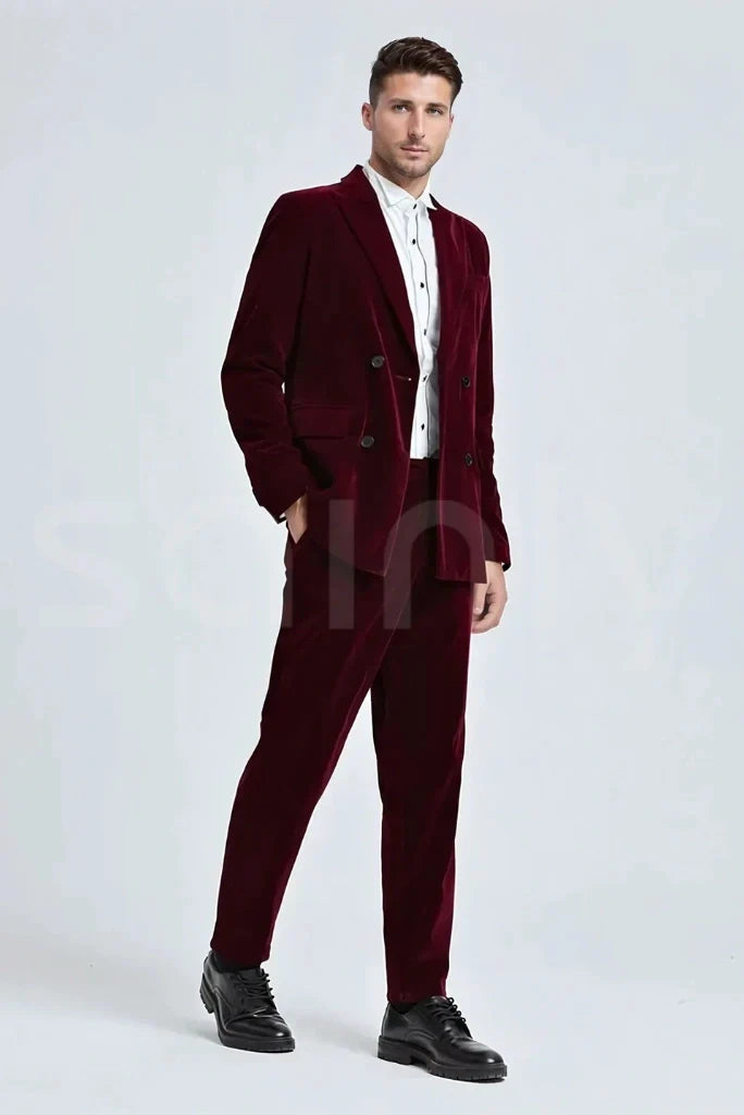 Men velvet suit for formal and casual events-side