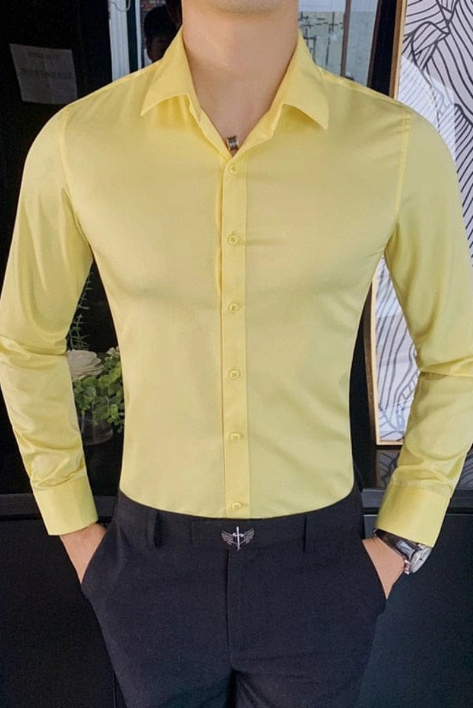 Men Yellow Formal Shirt-Front