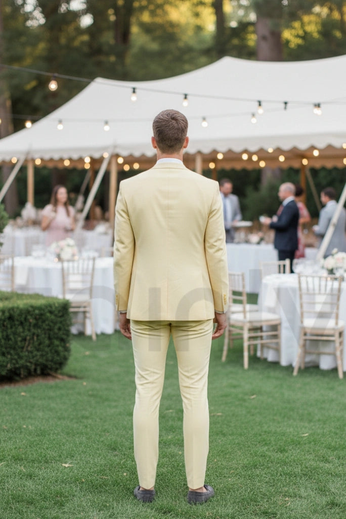 Men yellow wedding suit outfit-back