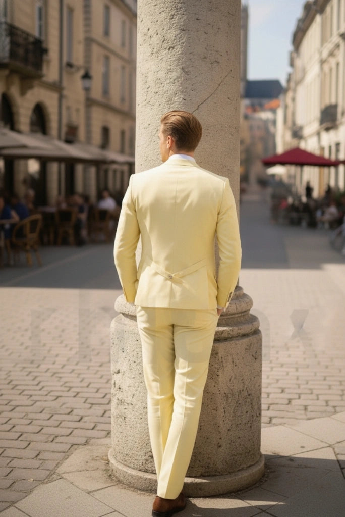 Elegant yellow suit for men wedding and party wear-back