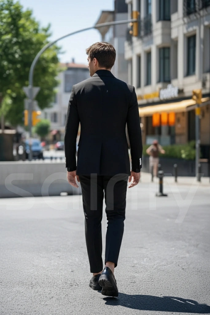 Stylish designer black suit for men party wear-Back
