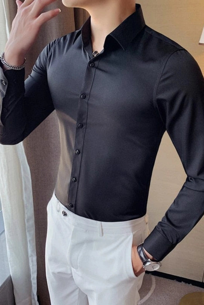 Men black formal shirt-Front