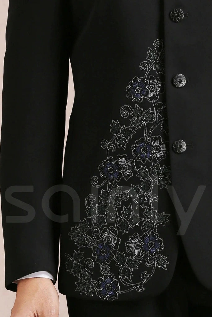 Designer Jodhpuri suit with embroidery for men’s reception