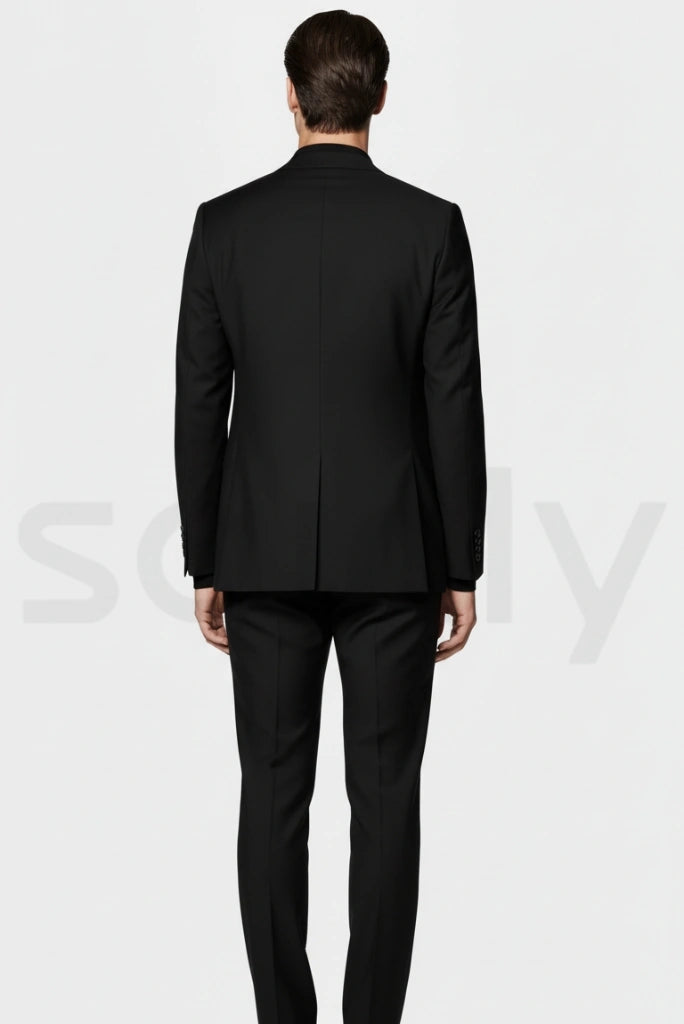 Premium black two piece suit for cocktail nights-back