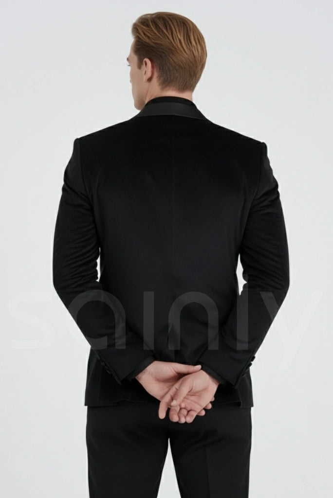 Classic velvet two piece suit for men’s cocktail nights-back