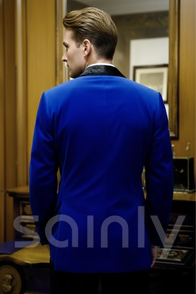 Men’s royal blue dinner jacket luxury winter coat