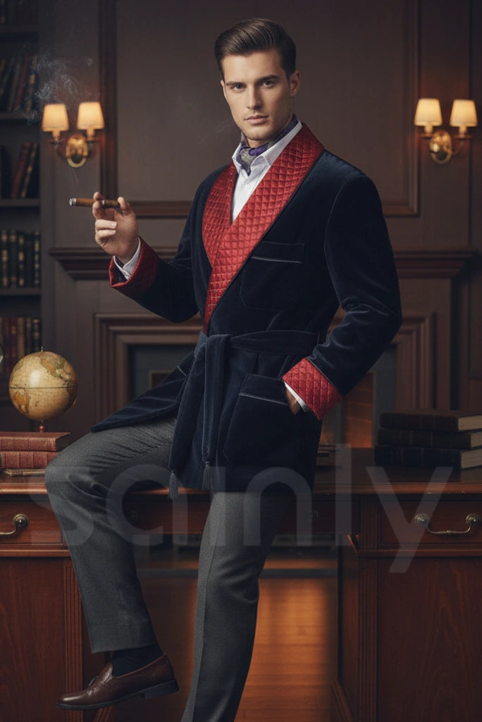 Elegant blue smoking blazer for men hosting and events