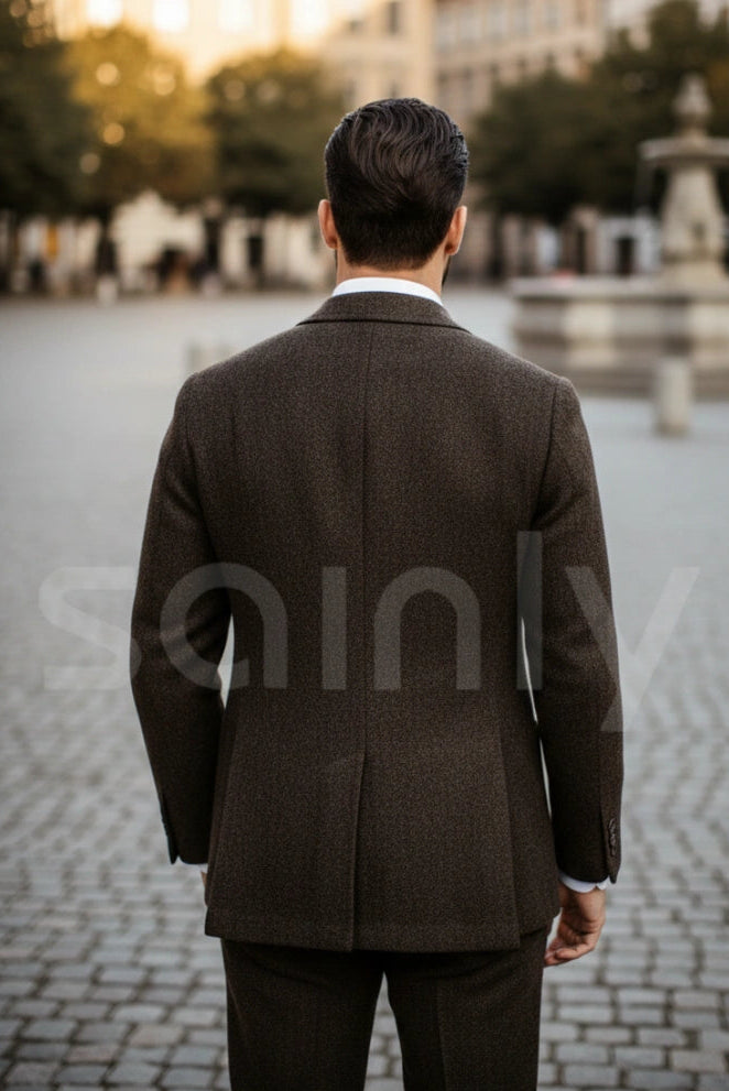Classic brown wedding suit for groom formal outfit
