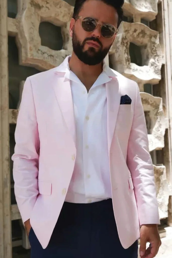 Men casual pink suit-front