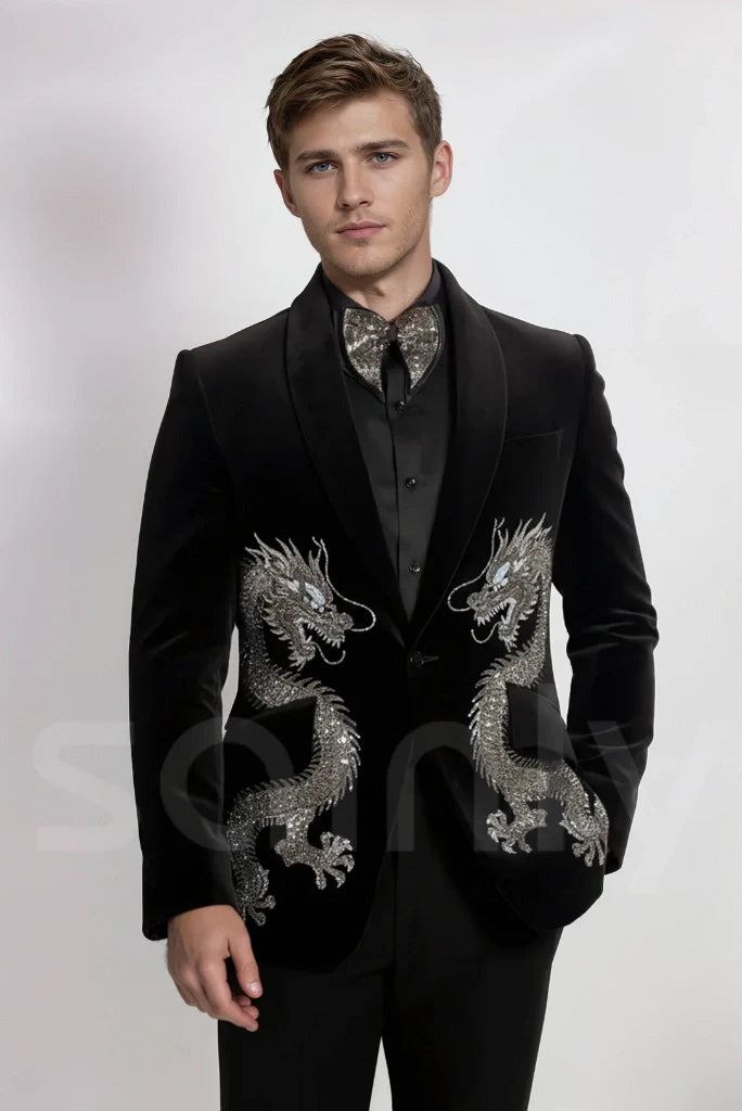 men luxury groomsmen suit-Front