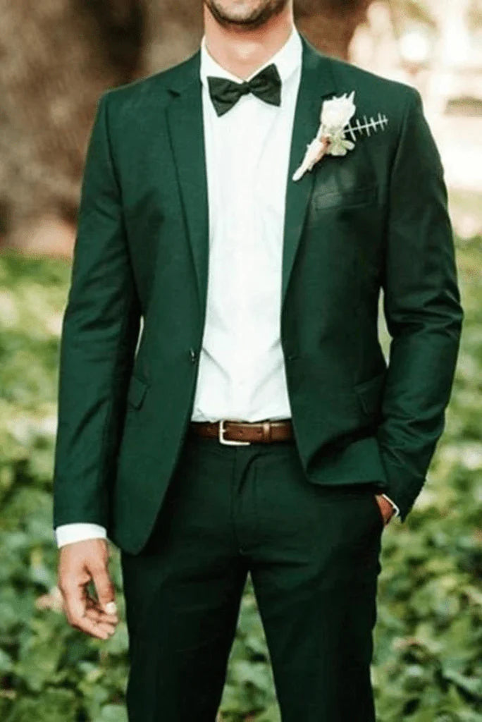 Wedding wear emerald green two piece suit for men-front
