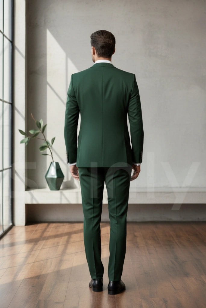 Classic men’s emerald green tailored suit for formal occasions-back