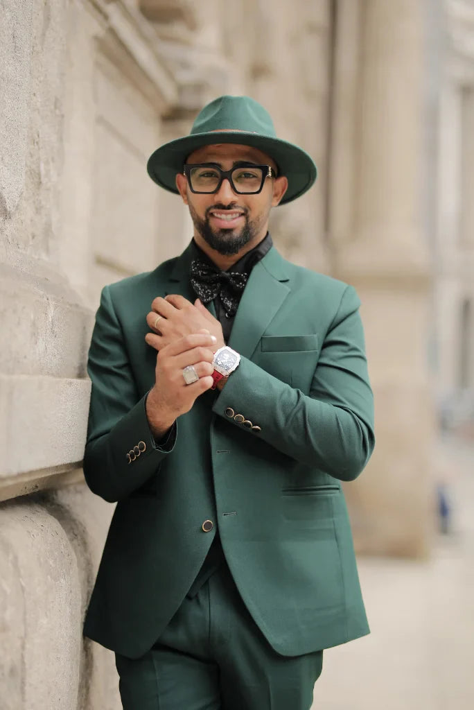 Elegant men emerald green suit set for party and evening events
