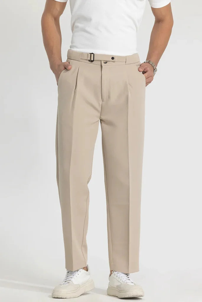 Stylish men wearing Korean beige trousers