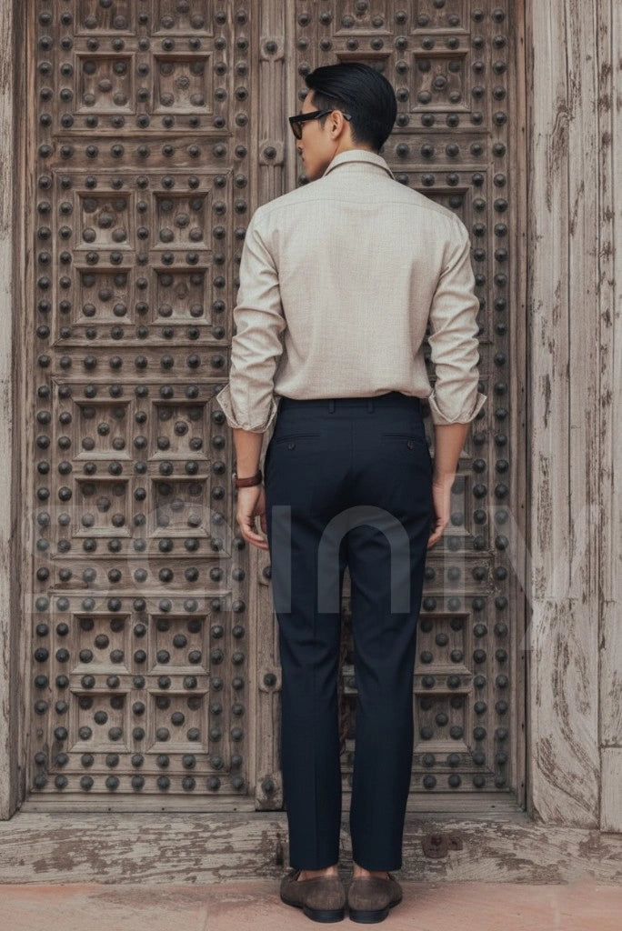Stylish navy blue men’s pants made from comfortable fabric, perfect for casual or formal wear-back