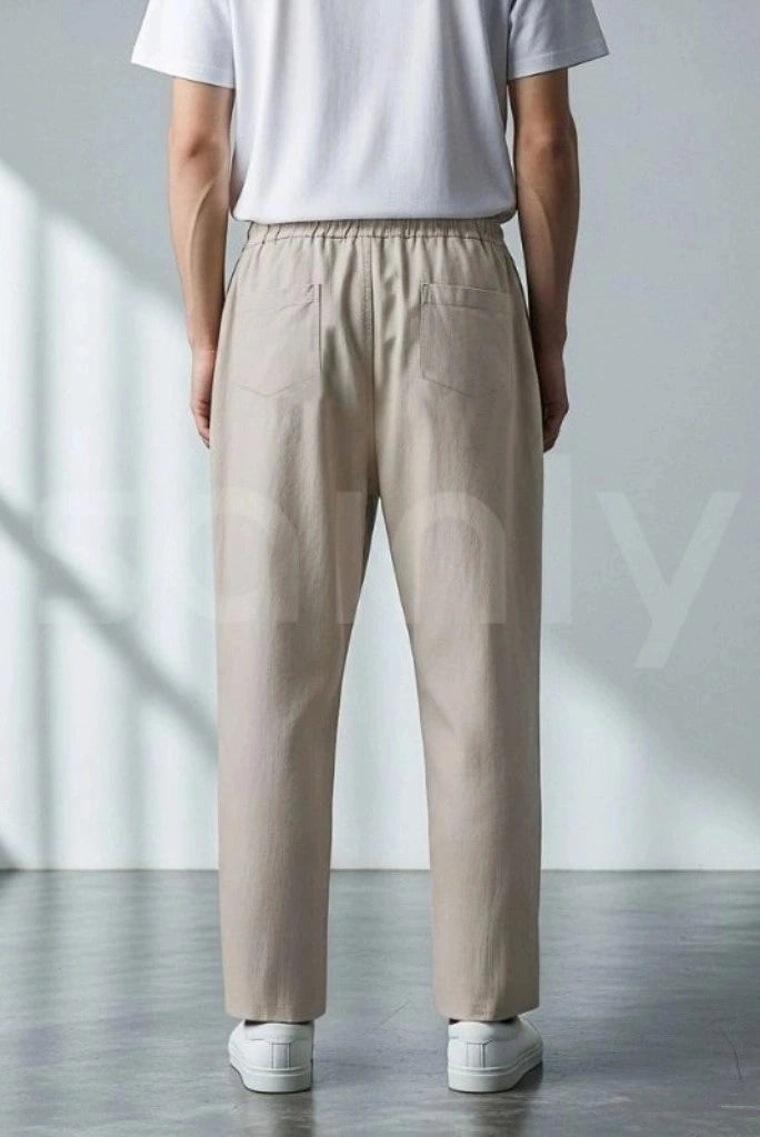 Men off white linen pant for casual events-back