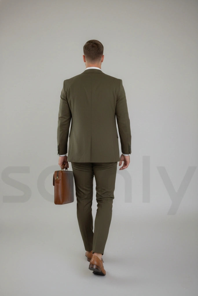Elegant men three piece suit for business and formal occasions-back