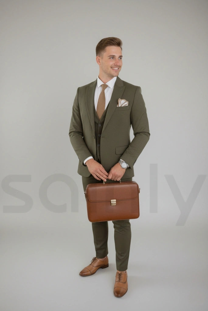 Men tailored three piece suit for office and events-side