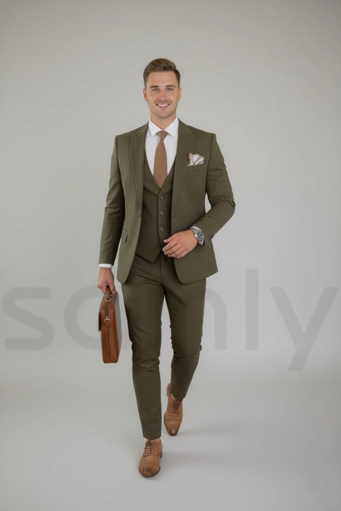 Men three piece formal suit-front