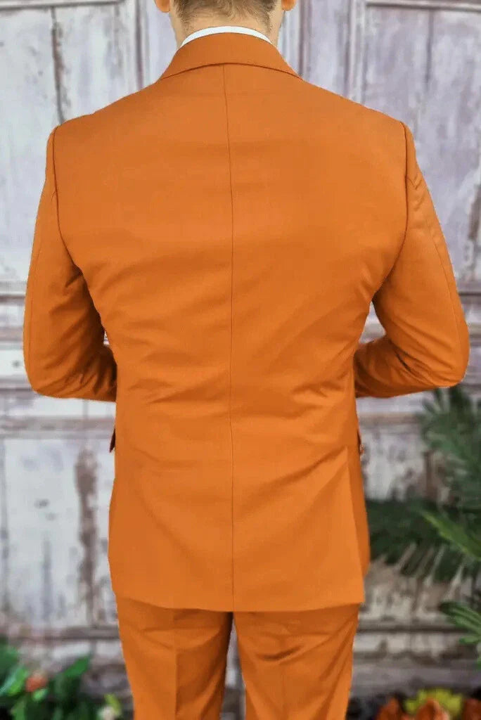 Men orange blazer and trouser set ideal for celebration events-back