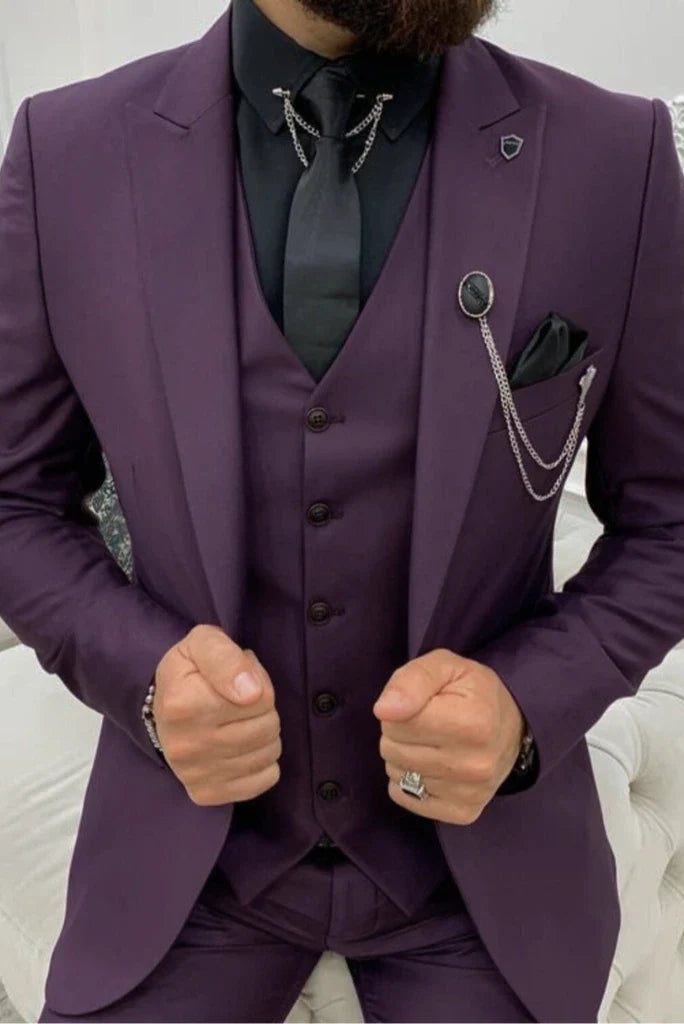Men purple suit for wedding wear