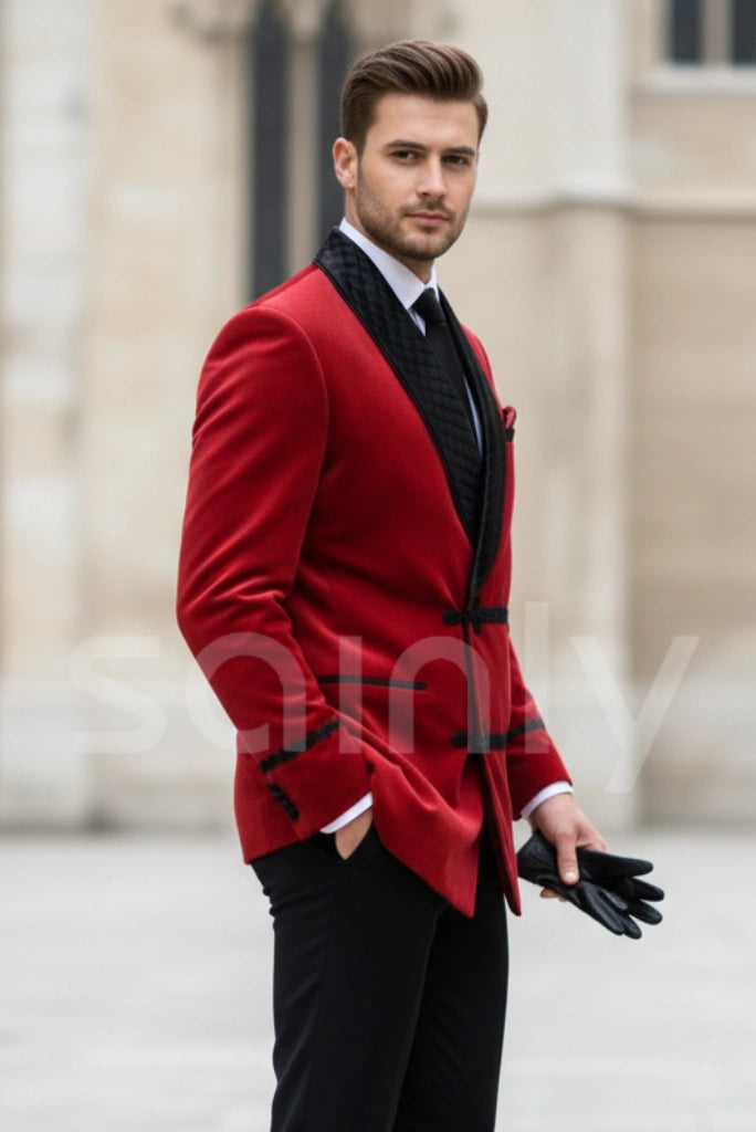 Red Smoking Jacket, Robe Smoking Jackets, Dinner Jackets, Quilted Robes Smoking, Warm Smoking Jacket, Vintage Smoking Jacket