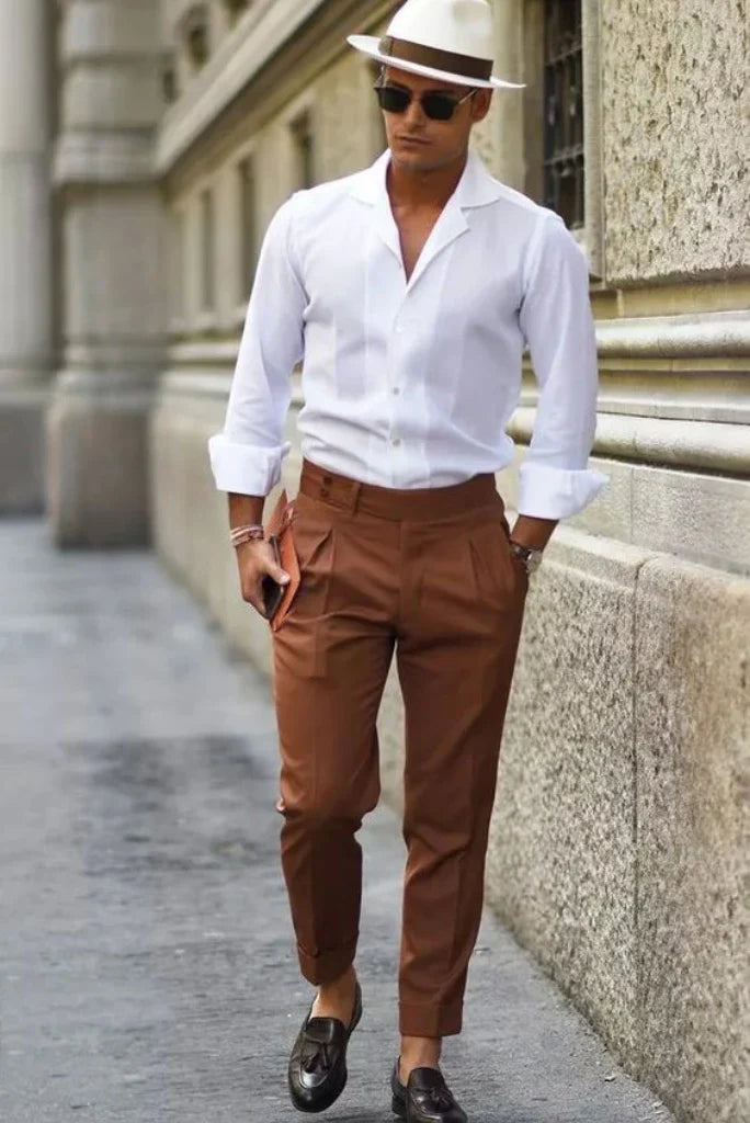 Men rust pant for office-front