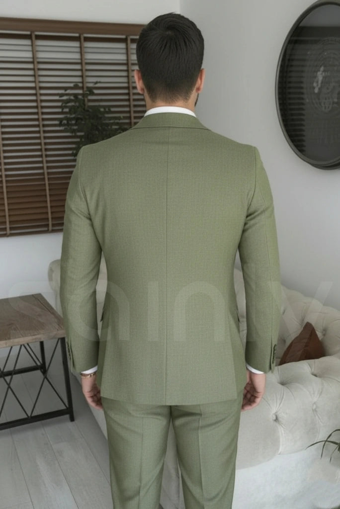 Elegant sage green suit for men wedding and events-back