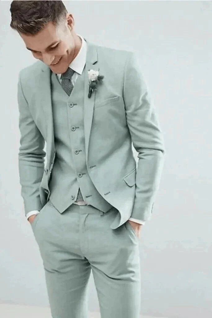 Sage green three piece suit-front