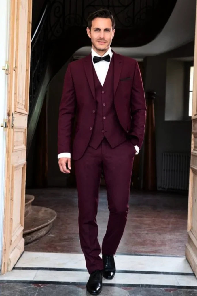 Men three piece wedding suit by sainly-front