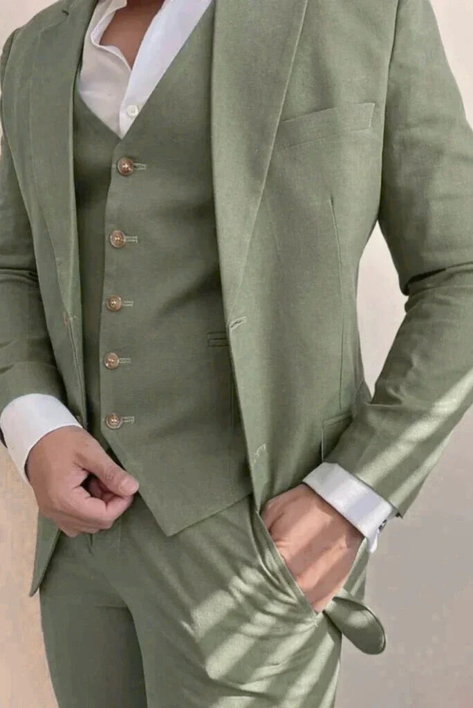 Men sage green formal suit-front