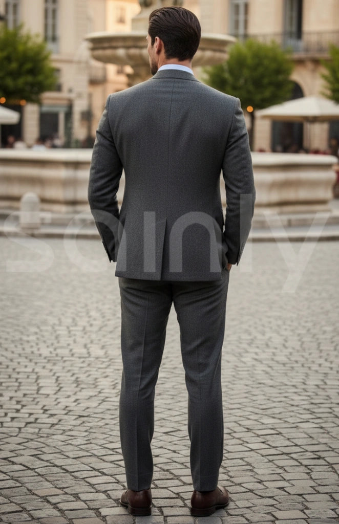 Premium grey tweed 3 piece dinner suit for men