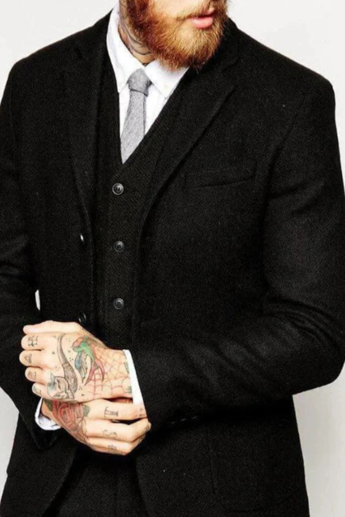 men black tweed blazer-front