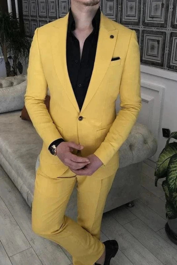Yellow Two Piece Suit Wedding and Party Wear 
