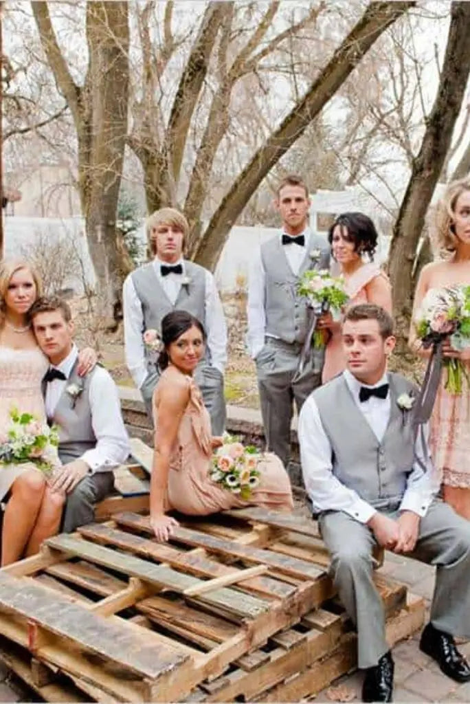 Men grey groomsmen waistcoat-front