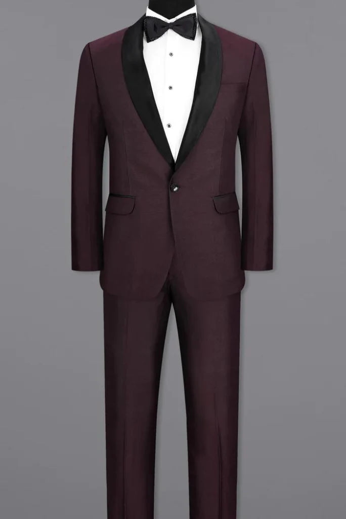 Men wine two piece tuxedo suit-front
