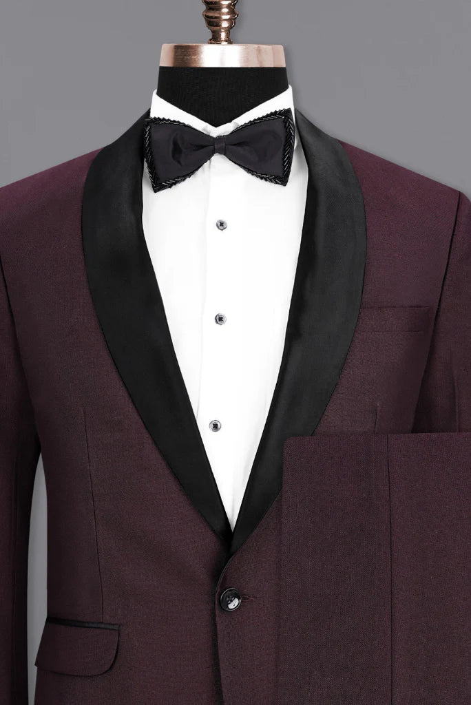 Wine tuedo two piece suit for men