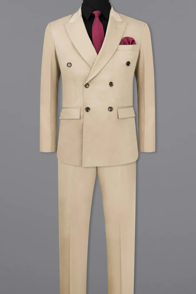 Beige formal men suit for formal wear-full front