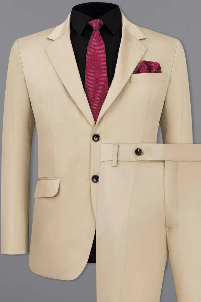 Beige two piece suit for men