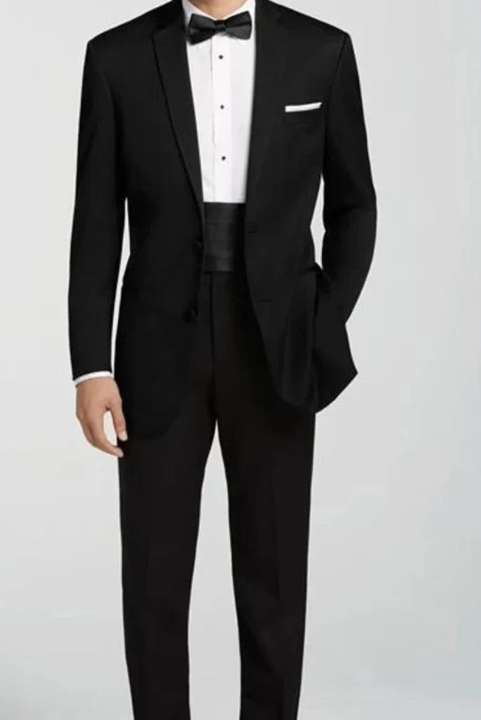 Men black casual suit-front