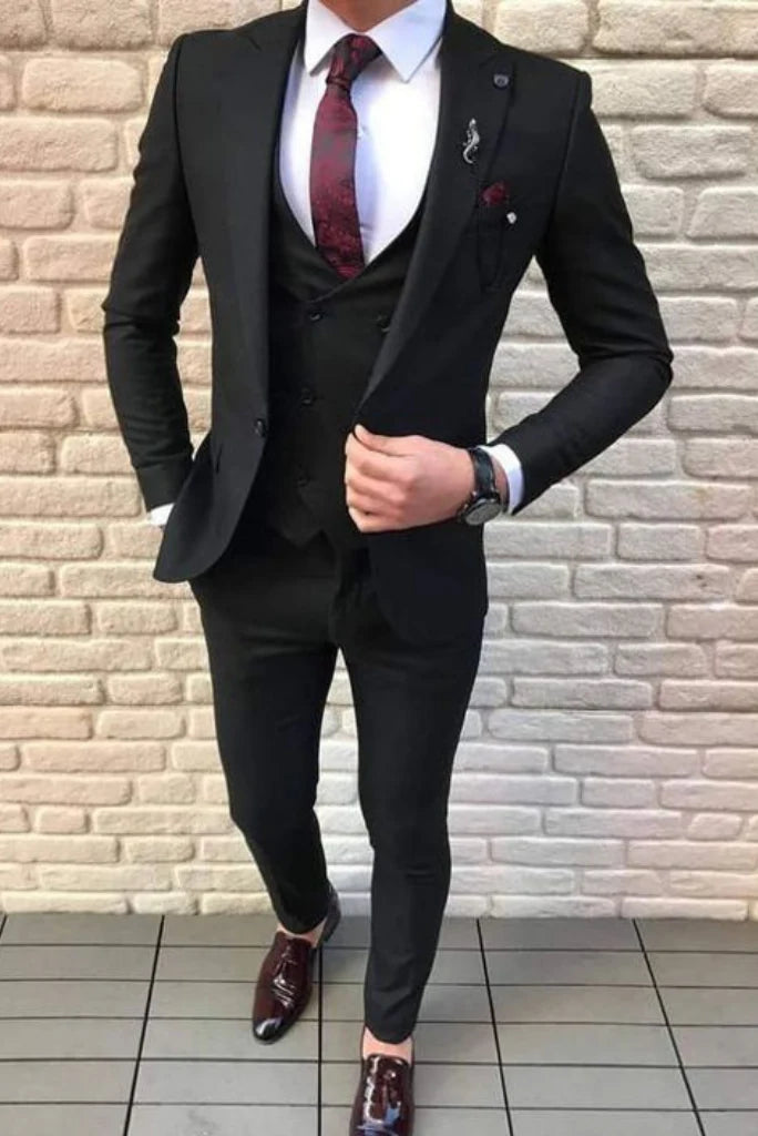 Men black formal suit-front