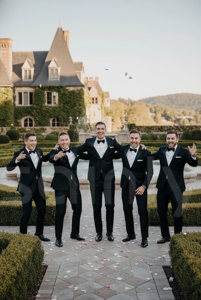 Men black suit for wedding and reception